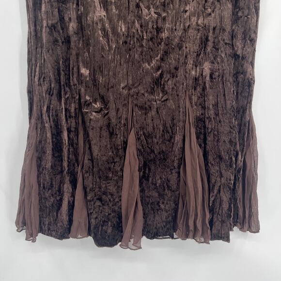 Velvet Chiffon Insert Midi Skirt XL Grunge Witch Chocolate Whimsigoth Boho Fairy - Picture 7 of 10